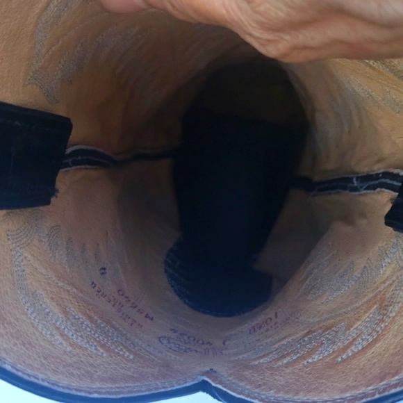 Justin Vintage Black Genuine Leather Cowgirl Western Pull-On Boot Women's 10.5 D - Picture 11 of 16